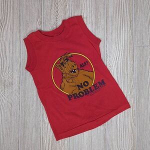 Vtg Tophalf Boys 5/6 Alf No Problem 1987 T Shirt Red Sleeveless Single Stitch
